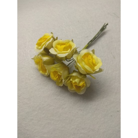 Цветы из ткани 2,5 см в пучках (6 шт) цв. желтый, цена за пучок